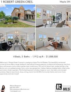 Printable PDF flyer of 1 Robert Green Cres.. 4 Photos & Short Description