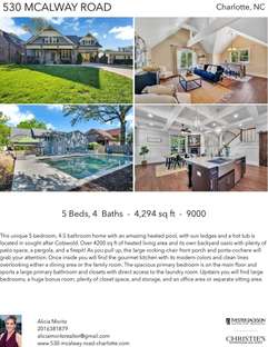 Printable PDF flyer of 530 Mcalway Road. 4 Photos & Short Description