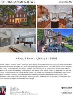 Printable PDF flyer of 3310 Indian Meadows Lane. 4 Photos & Short Description