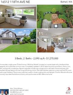 Printable PDF flyer of 16512 118th Ave NE. 4 Photos & Short Description