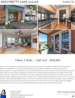 Printable PDF flyer of 4500 Pretty Lake Avenue, A3. 4 Photos & Short Description