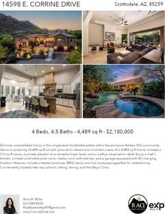 Printable PDF flyer of 14598 E. Corrine Drive. 4 Photos & Short Description
