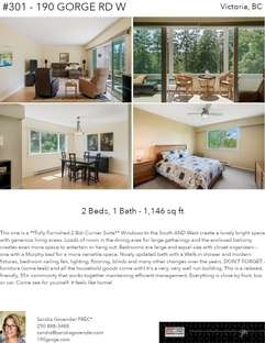 Printable PDF flyer of #301 - 190 Gorge Rd W. 4 Photos & Short Description