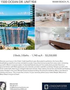 Printable PDF flyer of 1500 OCEAN DRIVE, UNIT 904. 4 Photos & Short Description