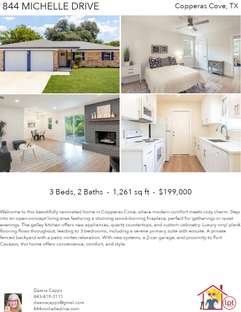 Printable PDF flyer of 844 Michelle Drive. 4 Photos & Short Description