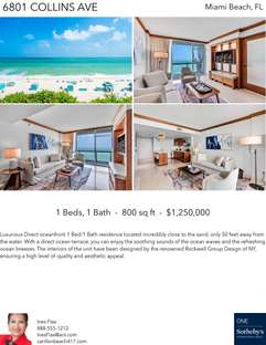 Printable PDF flyer of 6801 Collins Ave #417. 4 Photos & Short Description