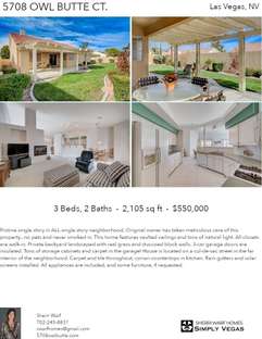 Printable PDF flyer of 5708 Owl Butte Ct.. 4 Photos & Short Description