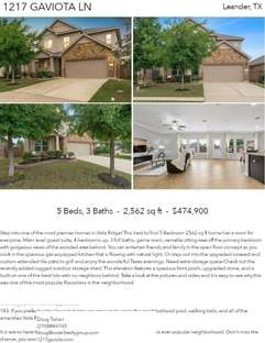 Printable PDF flyer of 1217 Gaviota Ln. 4 Photos & Short Description