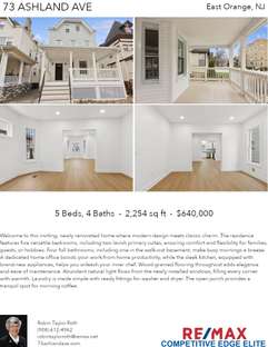 Printable PDF flyer of 73 Ashland Ave. 4 Photos & Short Description