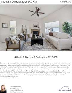 Printable PDF flyer of 24783 E Arkansas Place. Main Photo & Short Description