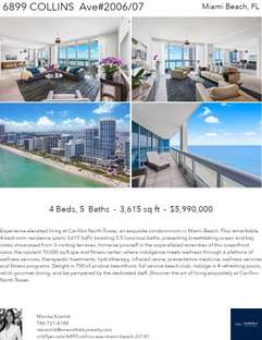 Printable PDF flyer of 6899 Collins Ave #2006/2007. 4 Photos & Short Description
