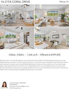 Printable PDF flyer of 16-2154 Coral Drive. 4 Photos & Short Description