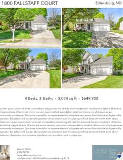 Printable PDF flyer of 1800 Fallstaff Court. 4 Photos & Short Description