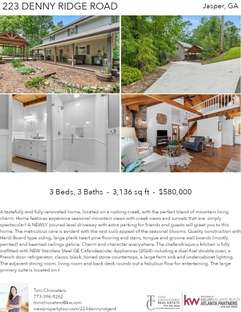 Printable PDF flyer of 223 Denny Ridge Road. 4 Photos & Short Description