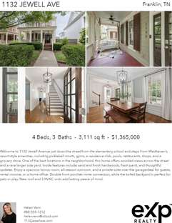Printable PDF flyer of 1132 Jewell Ave. 4 Photos & Short Description