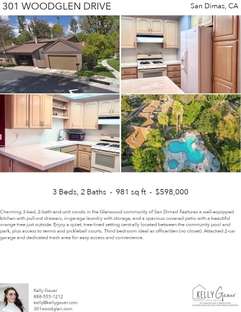 Printable PDF flyer of 301 Woodglen Drive. 4 Photos & Short Description