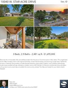 Printable PDF flyer of 10040 W. Star Acres Drive. 4 Photos & Short Description