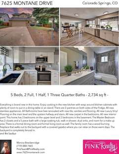 Printable PDF flyer of 7625 Montane Drive. 4 Photos & Short Description