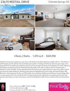 Printable PDF flyer of 23670 Redtail Drive. 4 Photos & Short Description