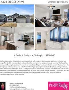 Printable PDF flyer of 6324 Deco Drive. 4 Photos & Short Description