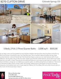 Printable PDF flyer of 8270 Clifton Drive. 4 Photos & Short Description